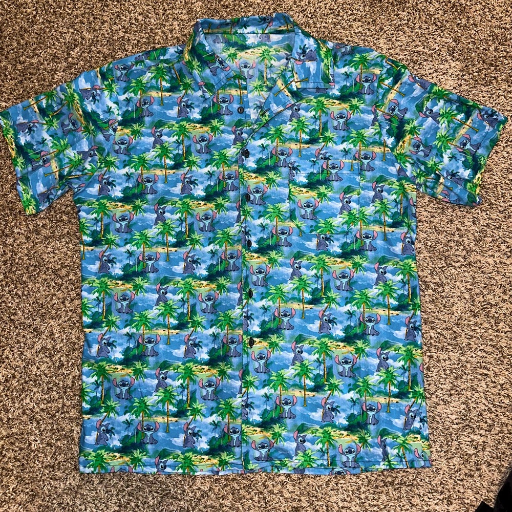 One Of A Kind. LILO & Stitch….Featuring Stitch. HANDMADE MENS BUTTON UP SHIRT